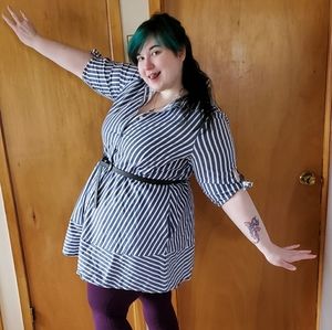 Blue and white striped dress with pockets!